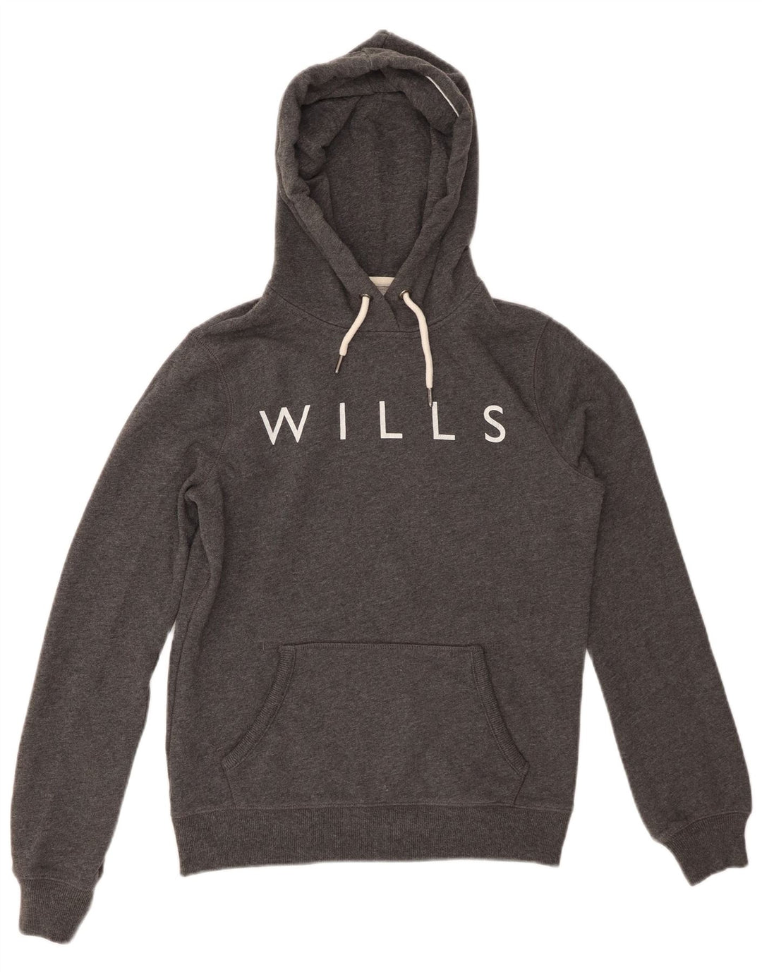 JACK WILLS Pulover supradimensionat cu glugă cu grafic pentru femei UK 8 Bumbac gri mic