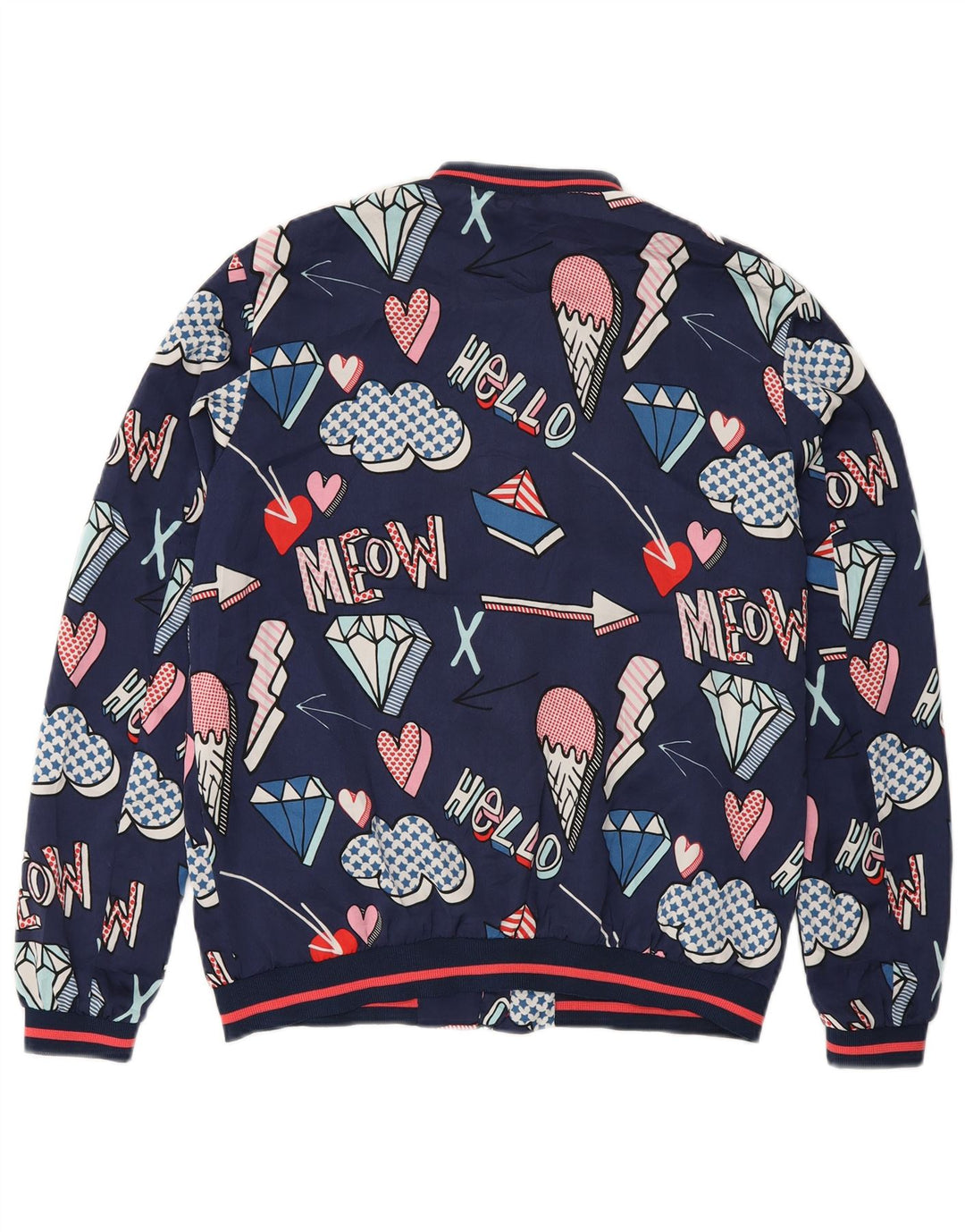 Jachetă bomber cu model abstract pentru femei Zara UK 6 XS bleumarin