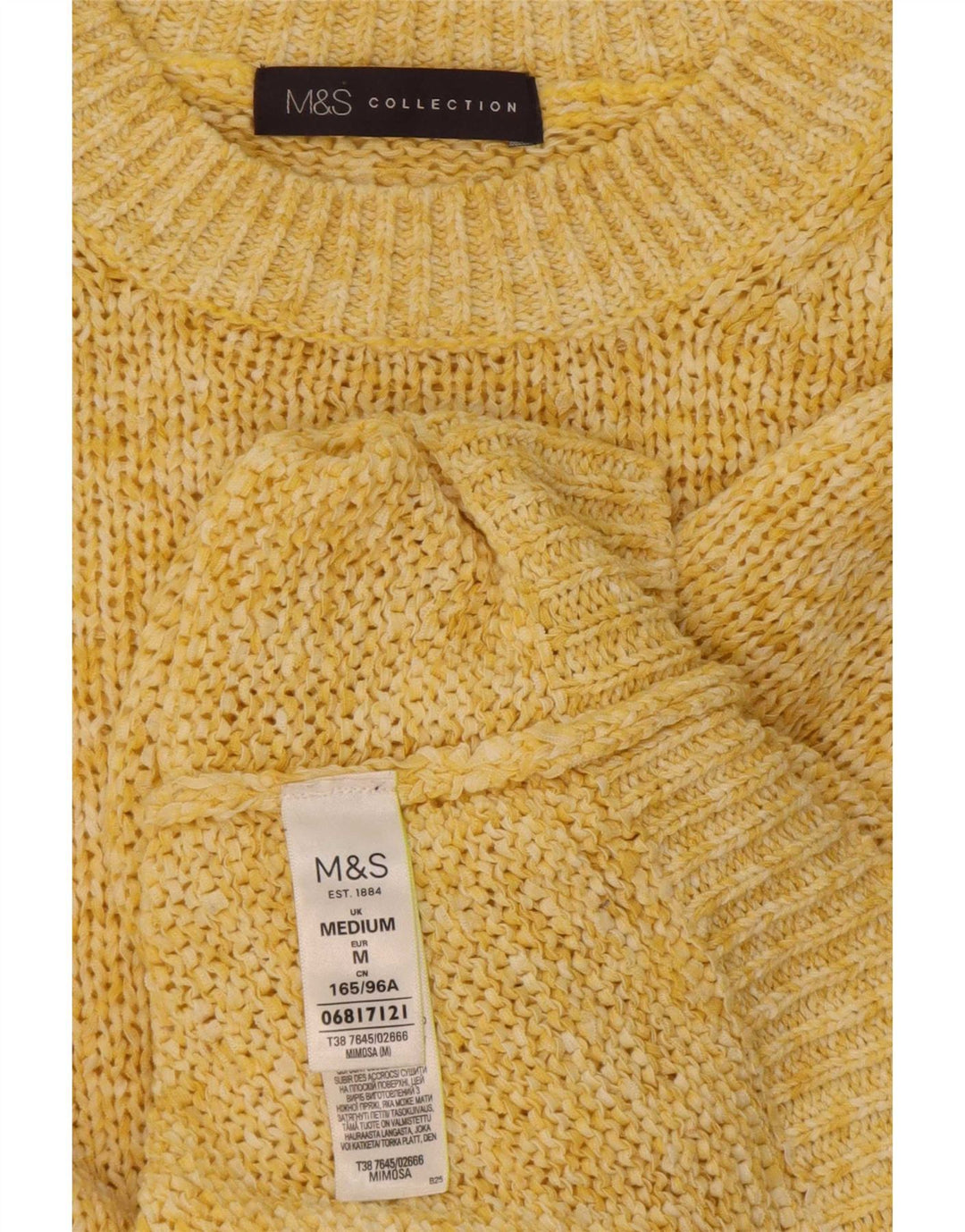 Pulover pentru femei Marks & Spencer cu decolteu triplu UK 14 Galben mediu