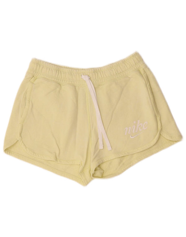Pantaloni scurti sport grafic Nike pentru femei UK 10, bumbac galben mic