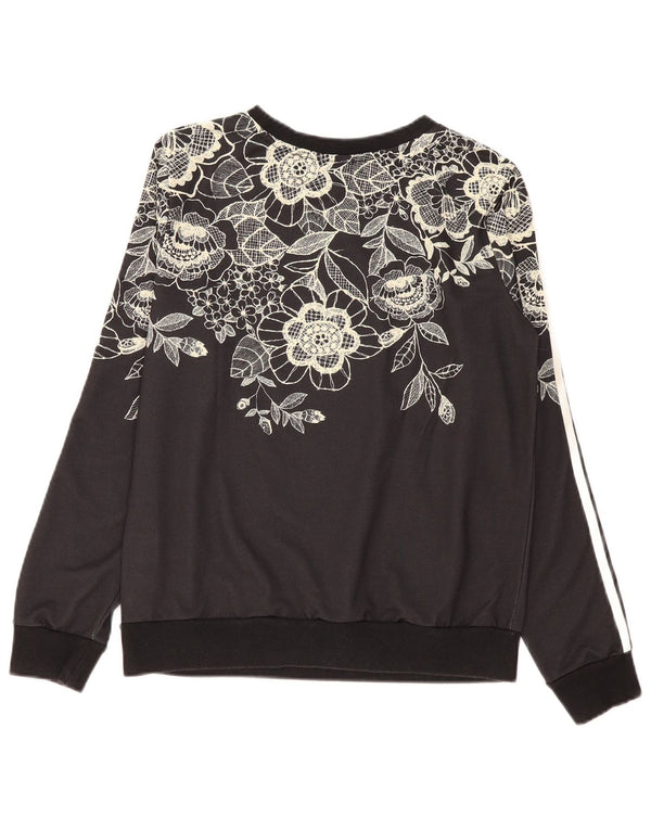 Pulover adidas pentru femei UK 12 Medium Black Floral Poliester