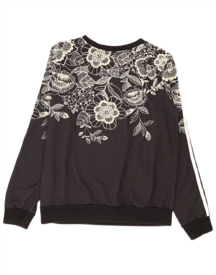 Pulover adidas pentru femei UK 12 Medium Black Floral Poliester