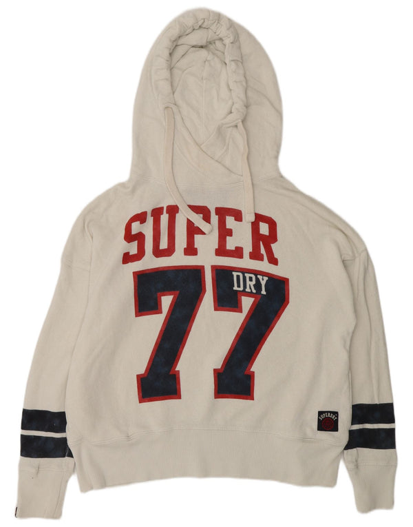 Pulover supradimensionat cu glugă Superdry pentru femei, UK 10, bumbac alb mic