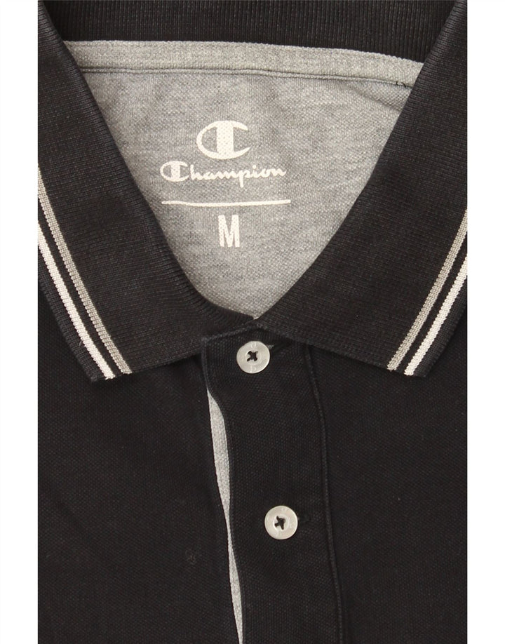 CHAMPION Mens Polo Shirt Medium Black Cotton Vintage Champion and Second-Hand Champion from Messina Hembry 