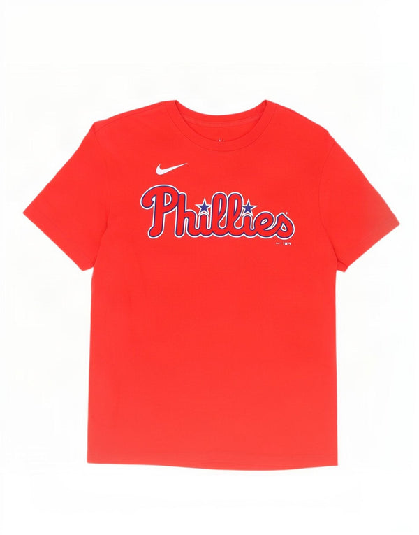 Tricou grafic Nike Philadelphia Phillies pentru bărbați Top din bumbac roșu mediu