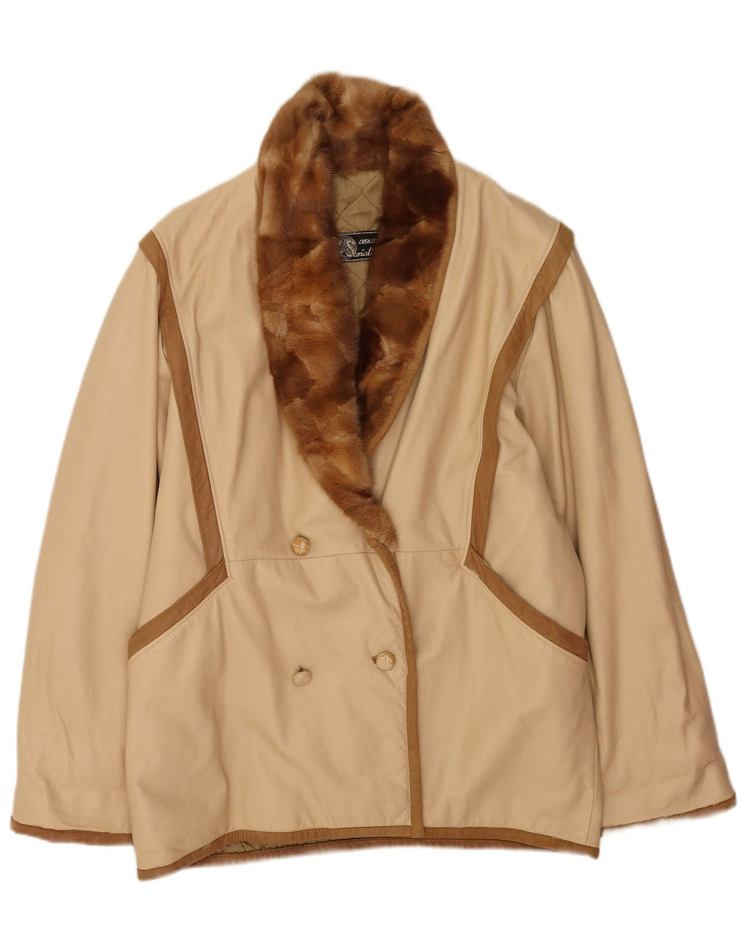 Palton dublu pentru femei vintage UK 16 mare bej