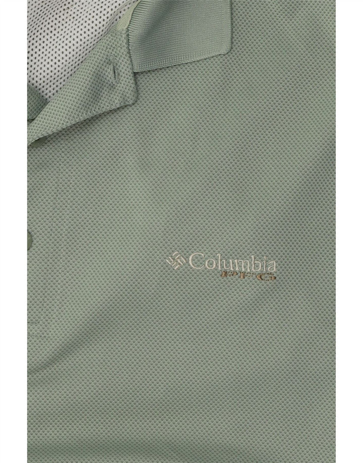 COLUMBIA Mens Polo Shirt Medium Green Polyester Vintage Columbia and Second-Hand Columbia from Messina Hembry 