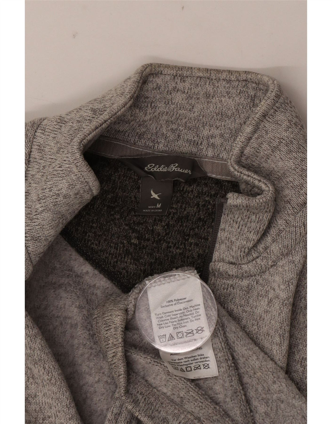 Hanorac pentru bărbați Eddie Bauer, cu fermoar, cu decolteu, din poliester cu pete, gri mediu