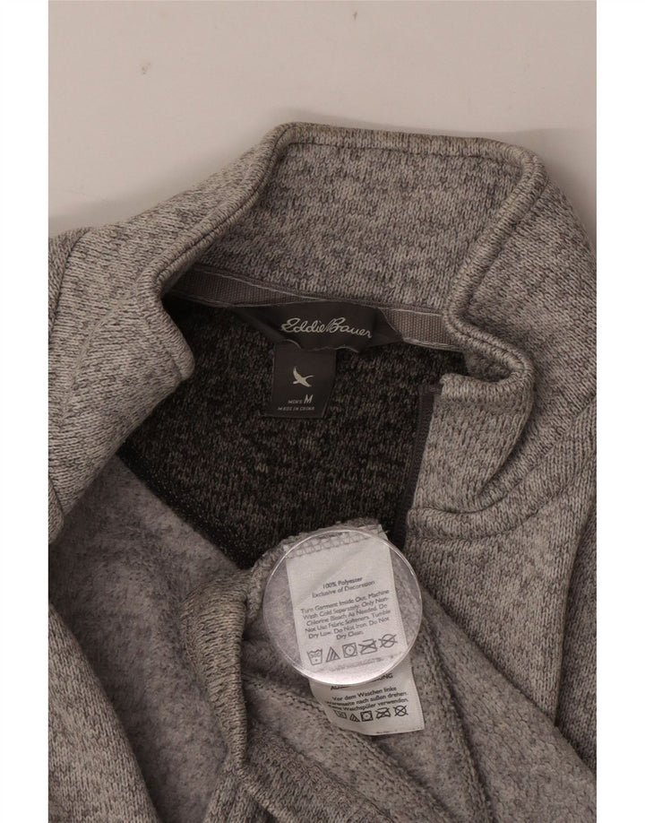 Hanorac pentru bărbați Eddie Bauer, cu fermoar, cu decolteu, din poliester cu pete, gri mediu