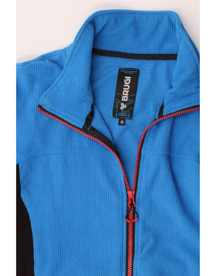 BRUGI Mens Fleece Jacket UK 38 Medium Blue Colourblock Polyester Vintage Brugi and Second-Hand Brugi from Messina Hembry 