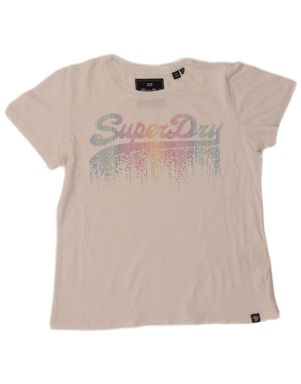 SUPERDRY Tricou grafic pentru femei Top UK 12 Medium White Bumbac
