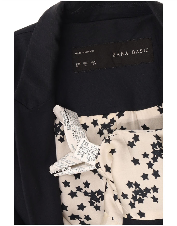 Blazer pentru femei Zara cu 1 nasture UK 12 Medium Bluemarin Bumbac