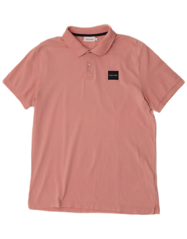 Calvin Klein Mens Polo Shirt Medium Pink Cotton