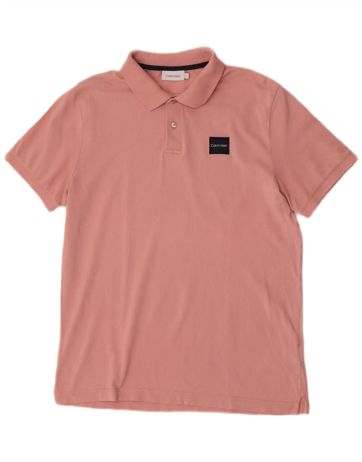 Cămașă polo Calvin Klein pentru bărbați, bumbac roz mediu