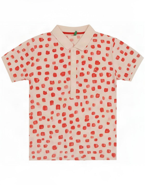 Benetton Tricou polo cu gât pentru femei UK 18 XL Bumbac cu pete albe
