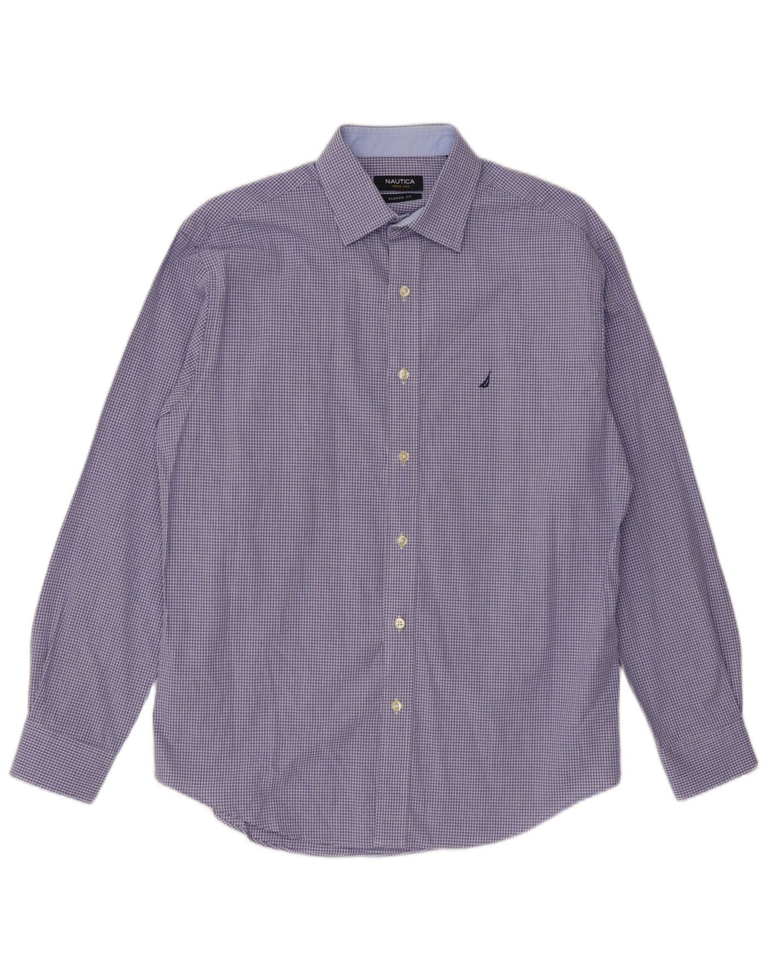 Cămașă pentru bărbați NAUTICA Classic Fit Mărimea 15, bumbac cu carouri albastru mediu