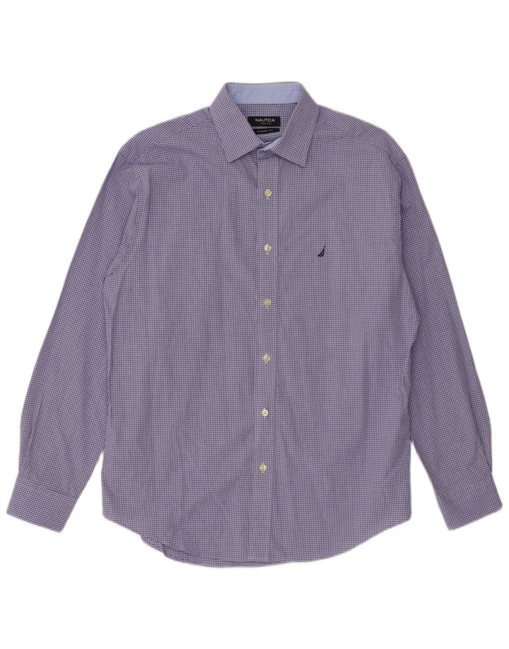 Cămașă pentru bărbați NAUTICA Classic Fit Mărimea 15, bumbac cu carouri albastru mediu