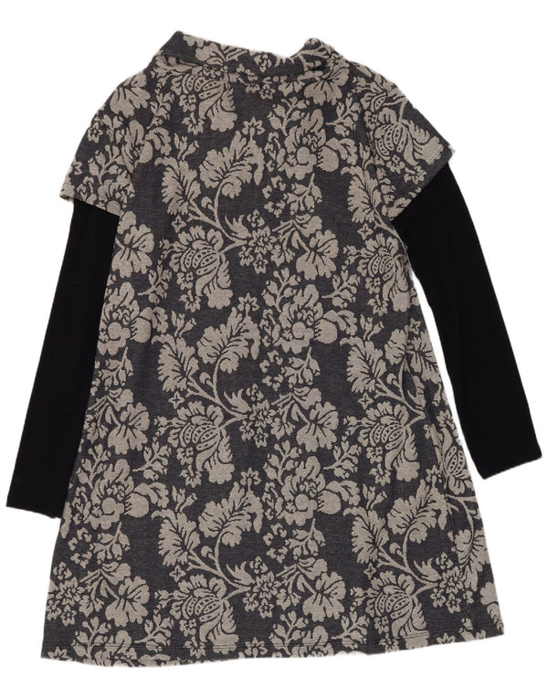 Rochie în formă de A cu mânecă lungă pentru femei Joe Browns UK 18 XL, albastru bleumarin, bumbac floral