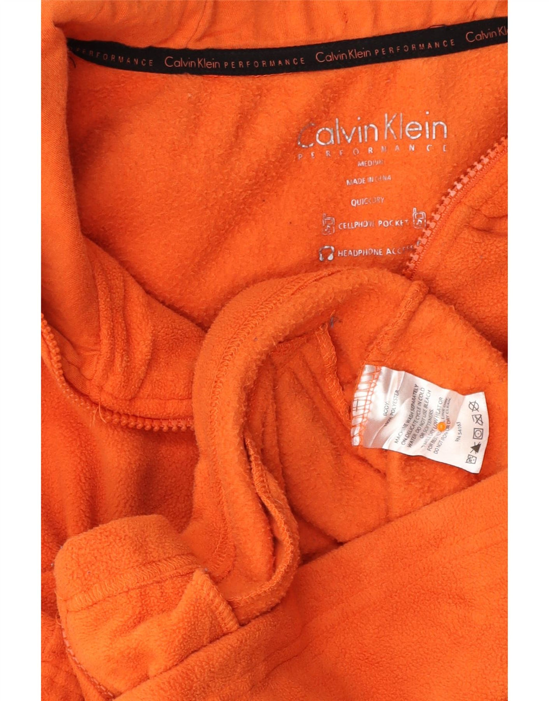 Jachetă din lână cu glugă CALVIN KLEIN pentru femei UK 12 Poliester portocaliu mediu