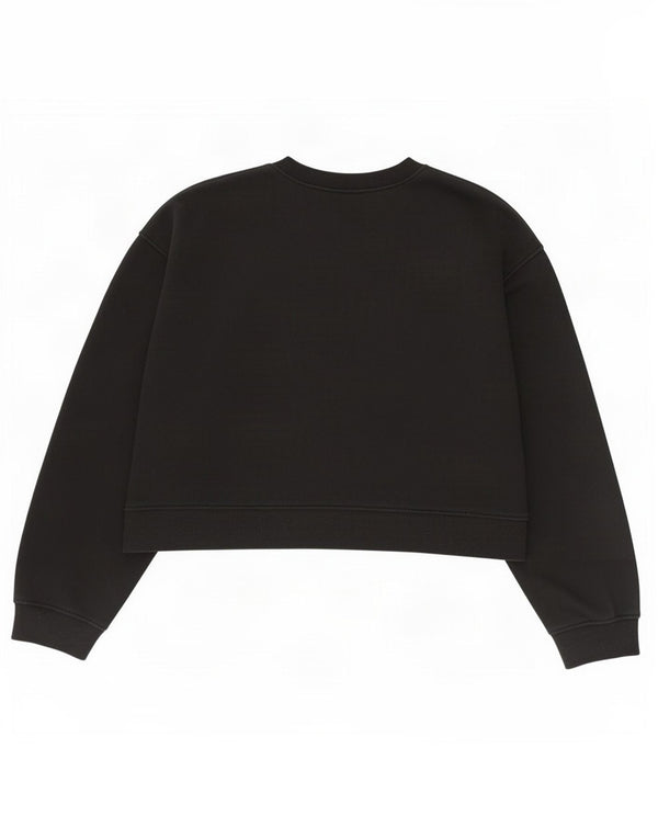 Zara Womens Crop Sweatshirt Jumper UK 16 Large Black