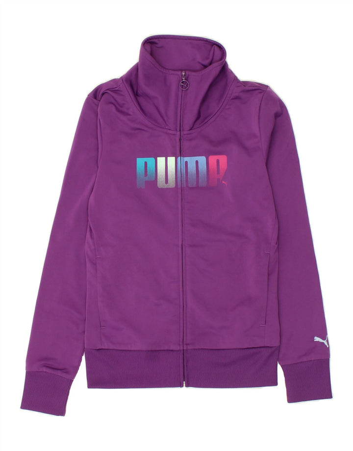 PUMA Womens Graphic Tracksuit Top Jacket UK 8 Small Purple Polyester | Vintage Puma | Thrift | Second-Hand Puma | Used Clothing | Messina Hembry 