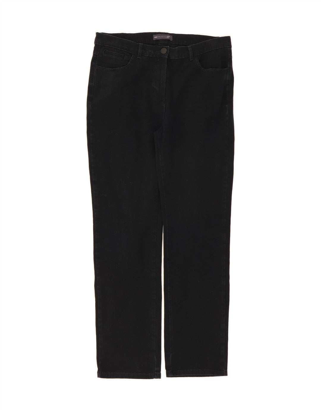 MARKS & SPENCER Womens Casual Trousers UK 12 Medium W32 L30 Navy Blue Vintage Marks & Spencer and Second-Hand Marks & Spencer from Messina Hembry 