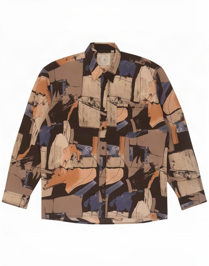 Cămașă Vintage pentru bărbați cu model abstract Mărimea 41/42 mare, multicoloră