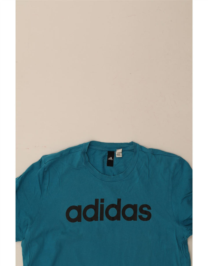 ADIDAS Mens Graphic T-Shirt Top Medium Blue Vintage Adidas and Second-Hand Adidas from Messina Hembry 