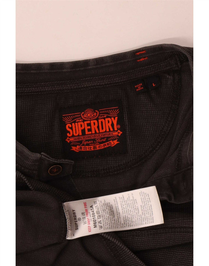 Top pentru bărbați Superdry cu mânecă lungă, mare, gri, bumbac