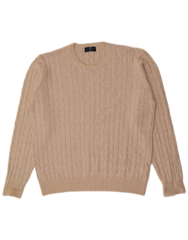 Pulover pentru bărbați Marks & Spencer cu gât crew, XL, bej