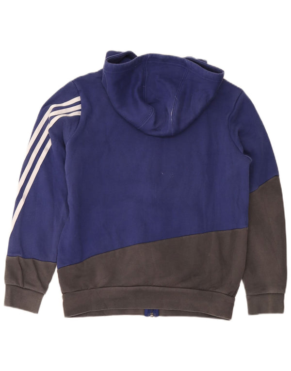 Pulover Adidas pentru băieți, cu fermoar, 13-14 ani, albastru bleumarin, bumbac color bloc