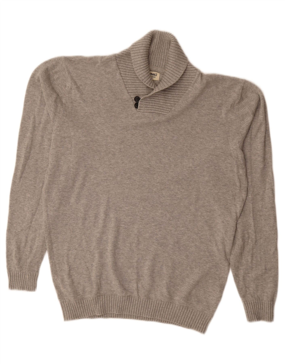 JACK & JONES Pulover pentru bărbați cu gât șal, bumbac mare, gri