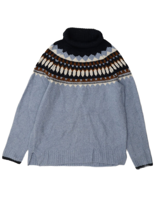 Marks & Spencer Pulover cu gât rulat pentru femei UK 6 XS Blue Fair Isle