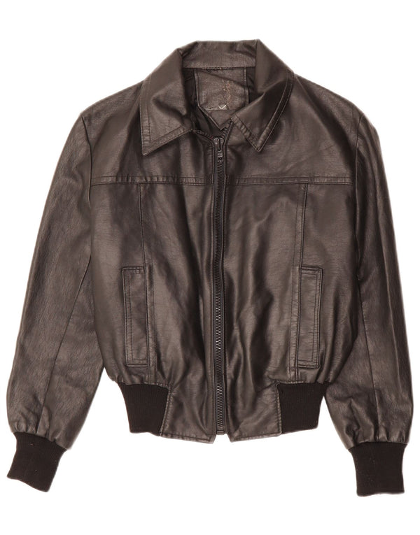 Jachetă de piele pentru femei VINTAGE UK 12 Medium Black