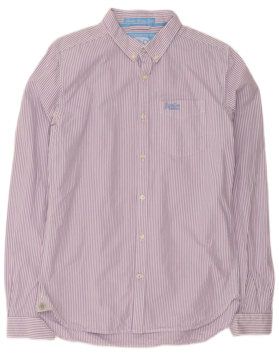 Cămașă pentru bărbați Superdry, bumbac cu dungi violet mediu
