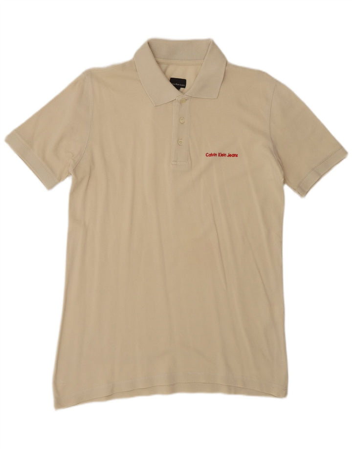 Cămașă polo Calvin Klein Jeans pentru bărbați, bumbac, bej mediu