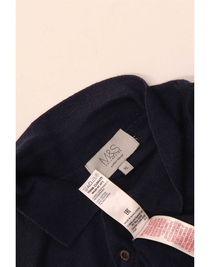 Pulover pentru bărbați cu gât polo Marks & Spencer, XL, bleumarin