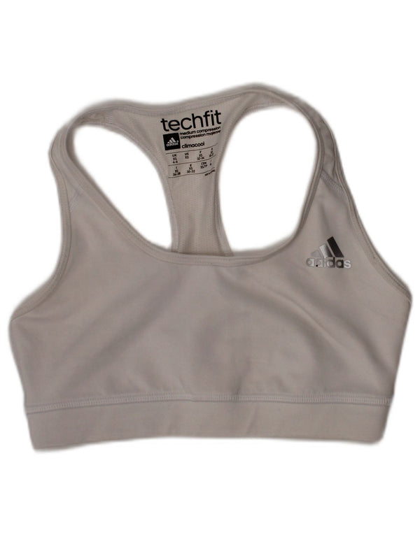 Adidas Tech Fit Sport Bra Top UK 4/6 XS Alb Poliester Sport