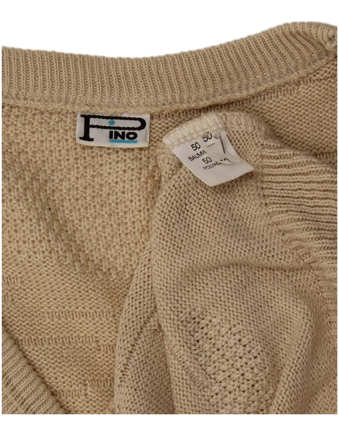 Vintage Mens Vest Tank Top IT 50 Medium Beige Bumbac