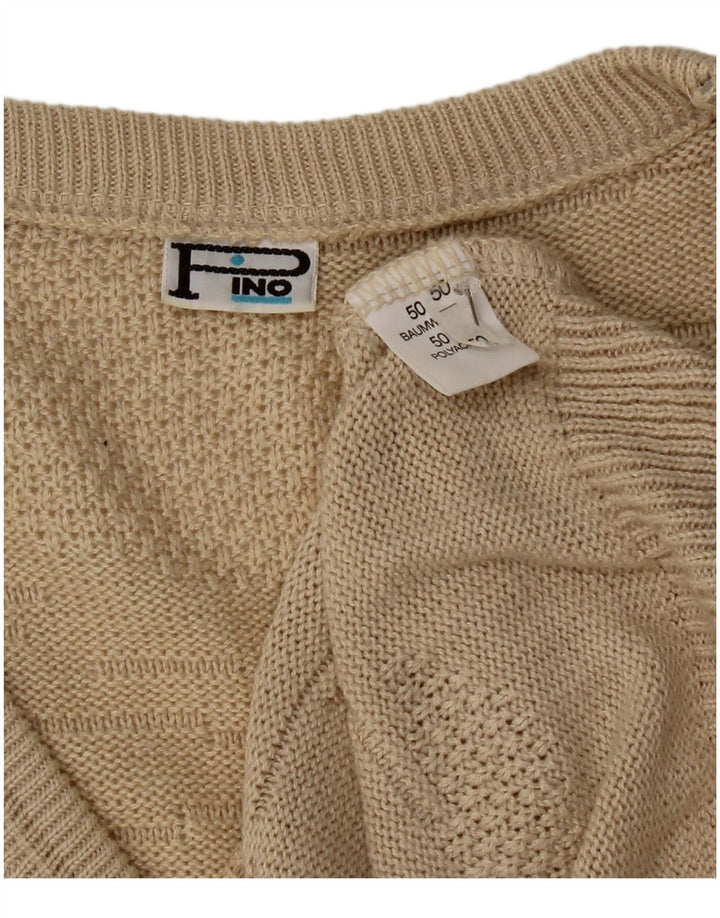 Vintage Mens Vest Tank Top IT 50 Medium Beige Bumbac
