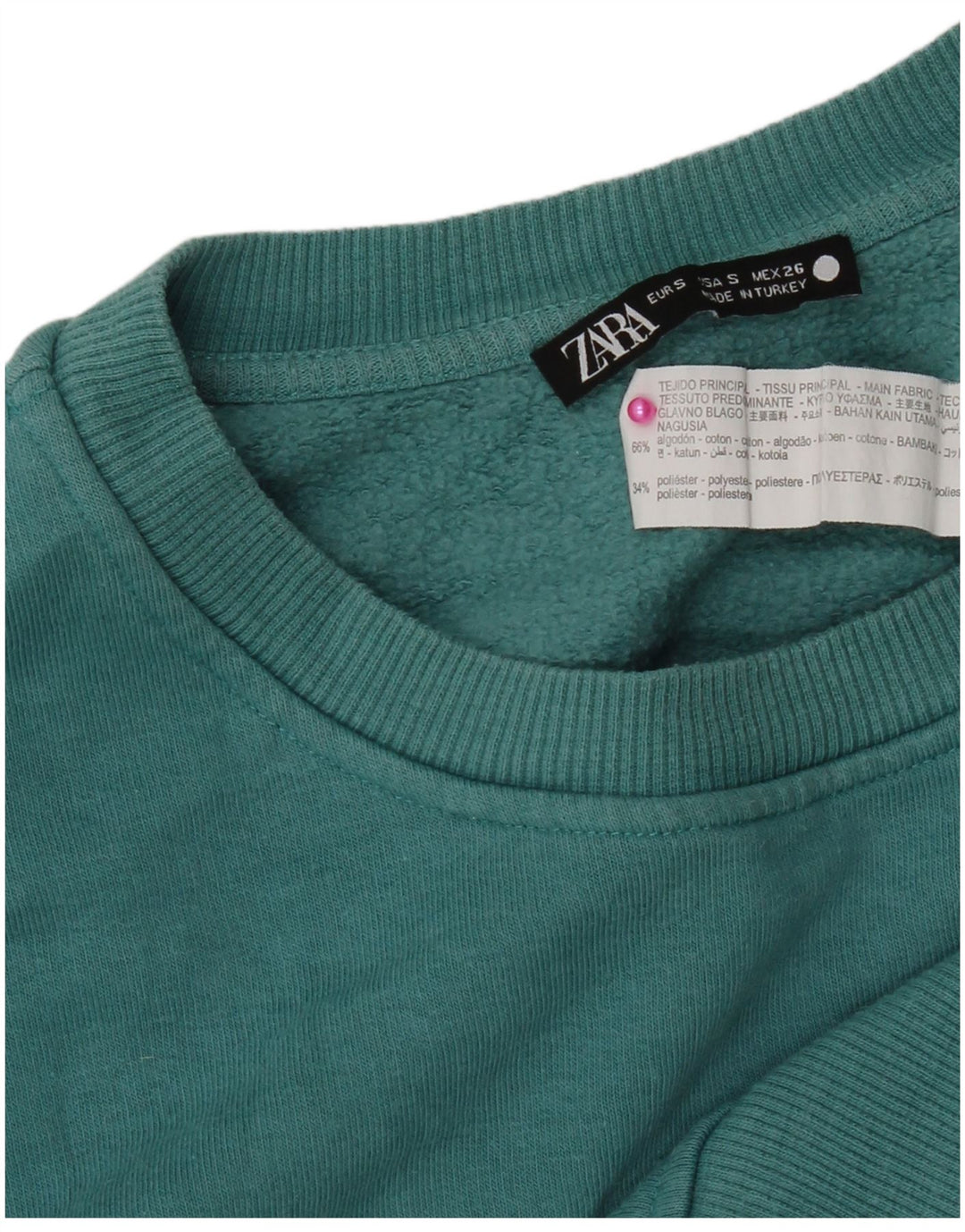 Pulover supradimensionat cu grafic pentru femei Zara UK 10 Bumbac albastru mic