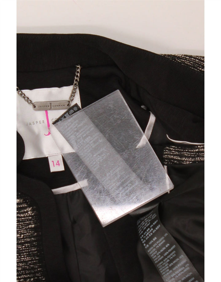 JASPER CONRAN Womens Blazer Jacket UK 14 Medium  Black Flecked Polyester