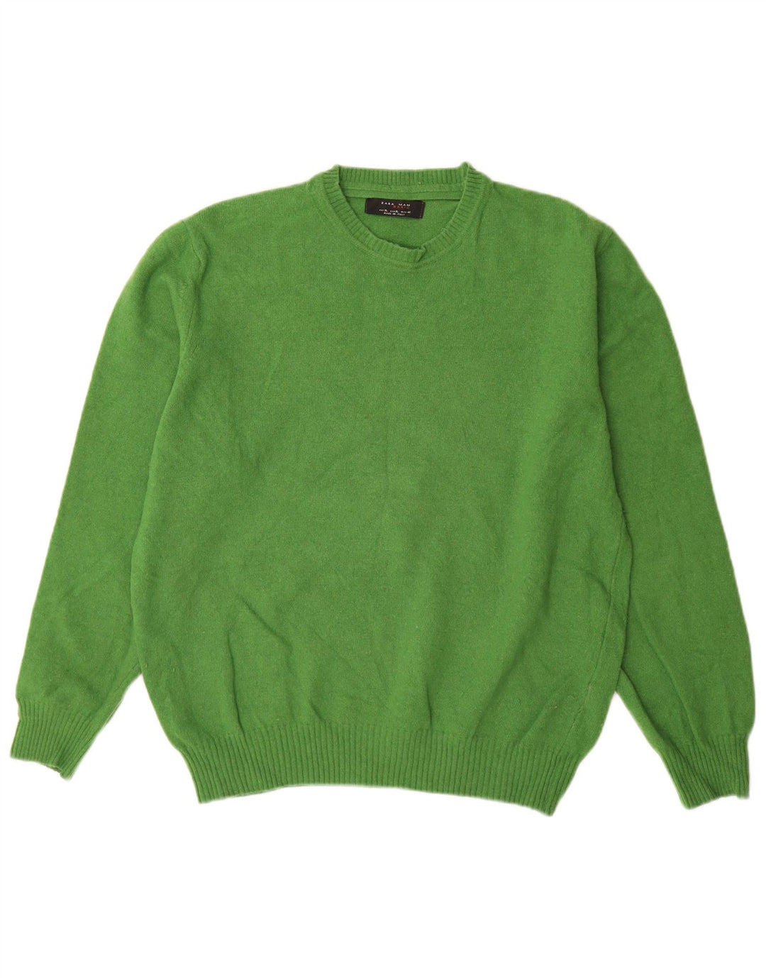 Pulover pentru bărbați Zara, cu gât crew, XL, lână verde