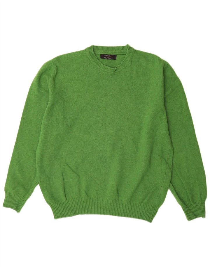 Pulover pentru bărbați Zara, cu gât crew, XL, lână verde