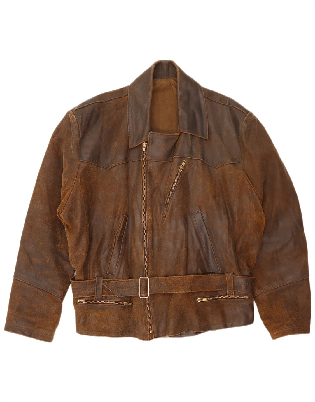 Jachetă de motociclist din piele vintage pentru bărbați UK 42 XL maro