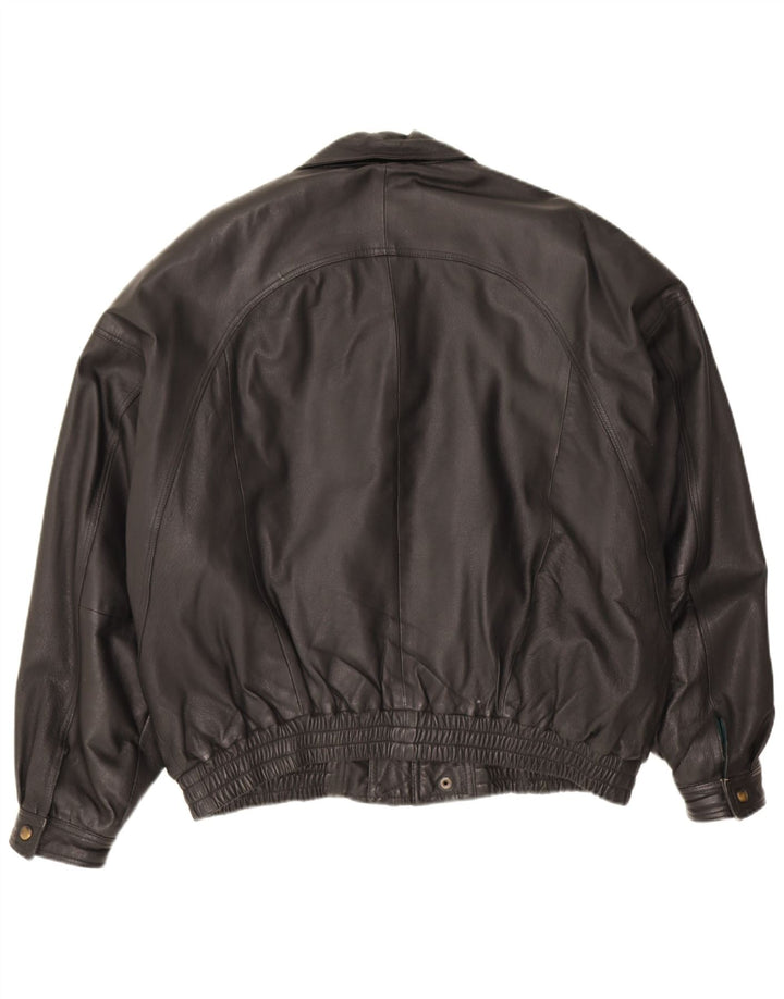 Jachetă de piele vintage pentru bărbați UK 44 2XL din piele neagră