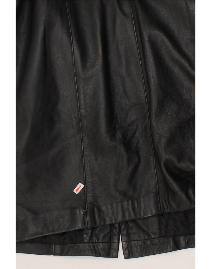 VINTAGE Womens Leather Coat UK 14 Medium Black Leather Vintage Vintage and Second-Hand Vintage from Messina Hembry 