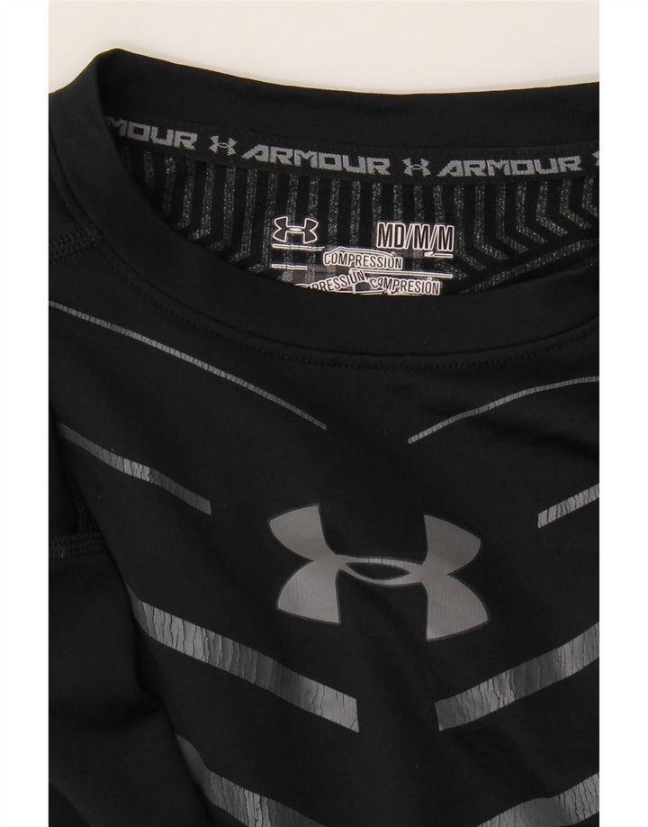 Top pentru bărbați Under Armour cu mânecă lungă, mediu negru, în dungi