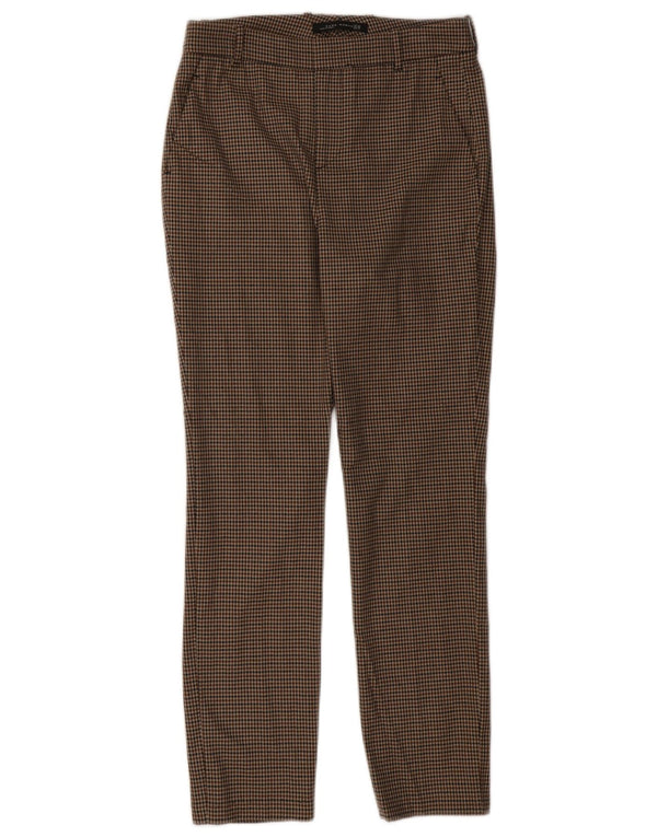 Pantaloni chino slim pentru femei Zara EU 38 Mici L28 L28 Maro Houndstooth