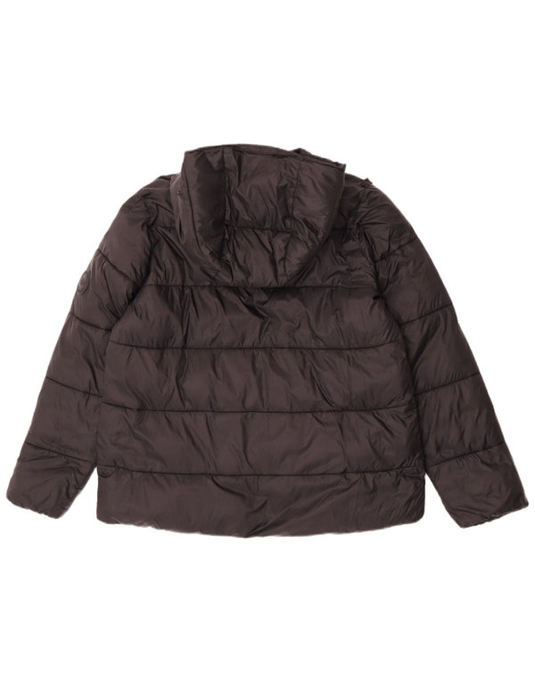 Jachetă căptușită cu glugă pentru femei Zara UK 14 Medium Black Nylon